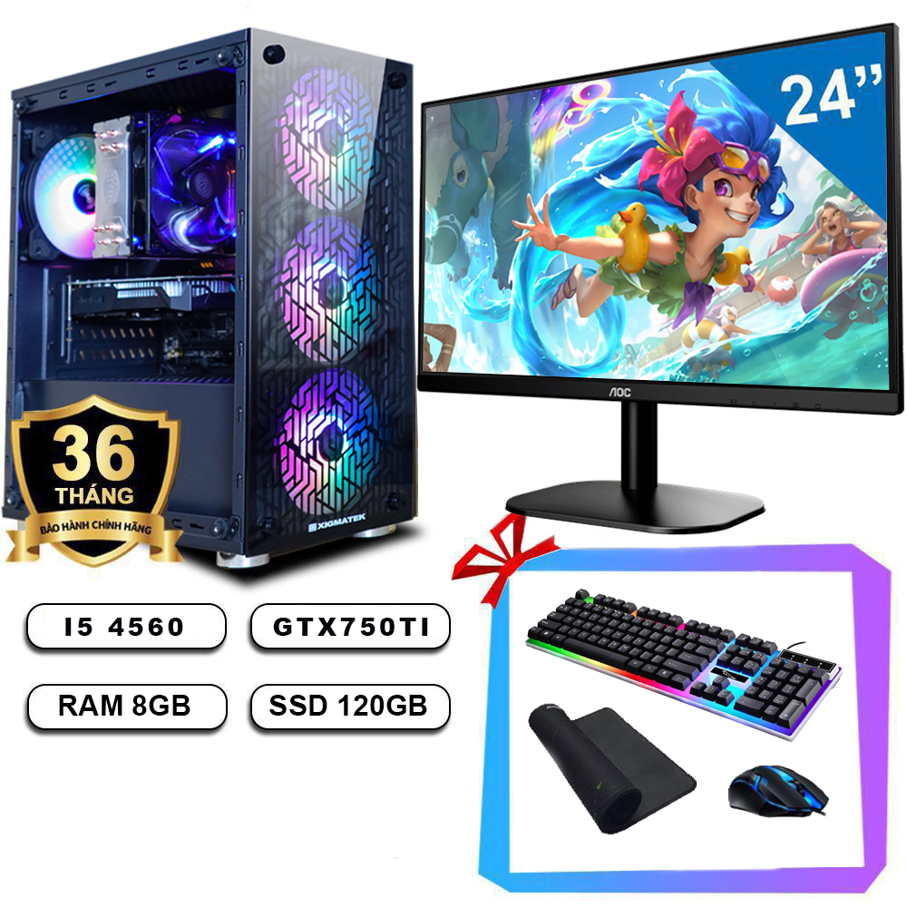 Full bộ PC Gaming Zoe - I5 4560/8G/GTX750TI/120G